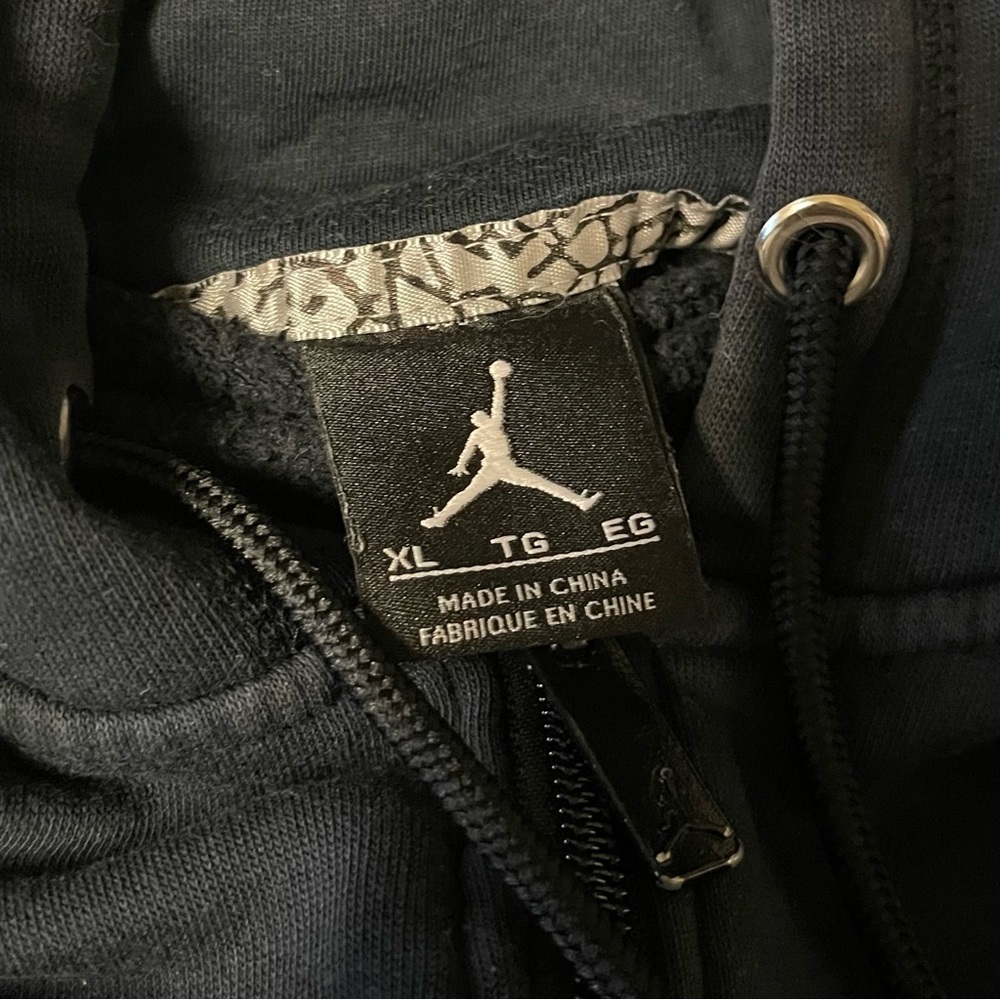 Nike Jordan Hoodie Zip Up Sweatshirt Sweater Black Elephant Print - XL - Picture 3 of 3